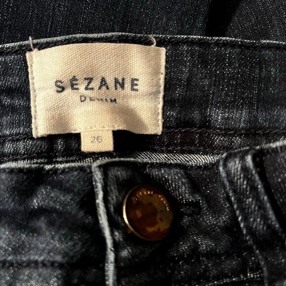 Sézane High Rise Skinny Jeans Dark Indigo Denim Size 26 Stretch Cotton Blend - Picture 6 of 9